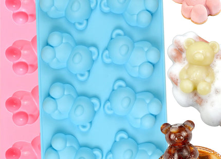 Bear Silicone Mold, 2 Pack Large Bear Chocolate Molds 16 Cavity
