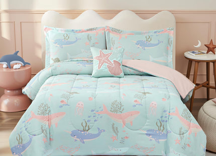 Full Size Comforter Sets for Girls -4 Pieces Ocean Bedding Full Bedding Set