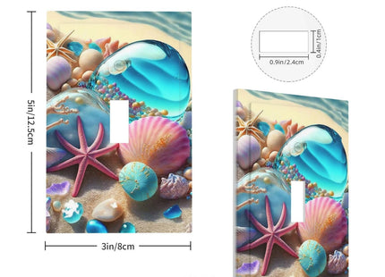 Beach Starfish Seashell Nautical Custom 1 Gang Light Switch Cover Decorative Single Toggle Wall Plate Switchcovers Electrical Switchplate Home Decor for Bathroom Living Room Bedroom Decorate
