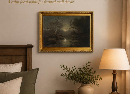 Gold Framed Forest Deer Wall Art Wildlife Landscape Canvas Print 12x16inch