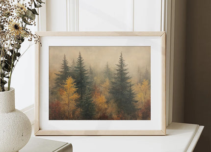XOCUUI Autumn Forest Canvas Wall Art, Classical Retro Fall Forest Andscape Trees Canvas Prints Home Decor Office Farmhouse Bathroom, 8"X10" Unframed