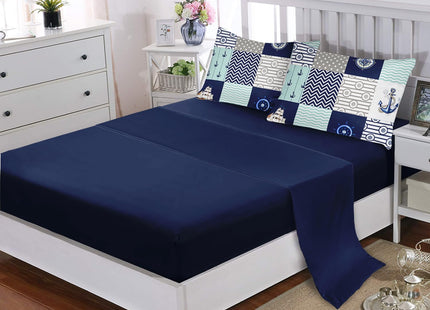 HOSIMA 7Pcs Nautical Twin Comforter Set with Sheets Ocean Themed Bedding.