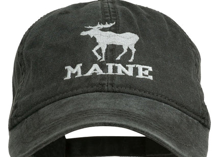 e4Hats.com Maine State Moose Embroidered Washed Dyed Cap Black