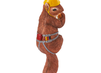 Climbing Squirrel Figurine Garden Wall & Tree Decor Statues, Animal Backyard Accessories, Hang on Wall, Yard Art Squirrel Gifts Figure Indoor and Outdoor Lawn Squirrel with Helmet Funny Decoration 12"