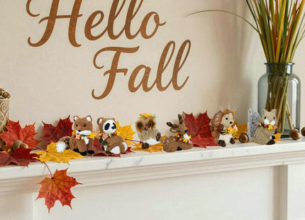 naturevibe Set of 6 Sisal Woodland Animals w/Floral for Fall Home Decor