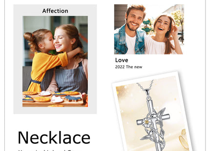 CRMAD Hummingbird Necklace Jewelry for Women Sterling Silver Cross Hummingbird Daisy Necklace Gifts