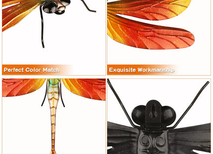 Songjum 3 PCS Metal Dragonfly Wall Decor with Legs Metal Dragonfly Wall Art for Home Bedroom Garden Indoor and Outdoor Decorations