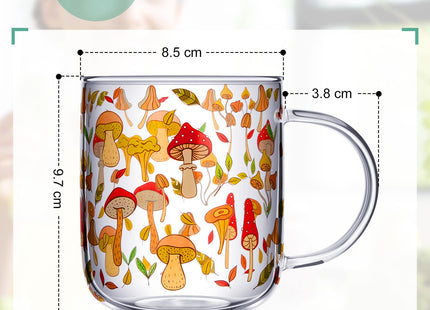 Chengu Mushroom Mug with Handle, 15 oz Clear Mushroom Glass Cup Gift