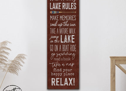 Personalized Lake Rules Canvas Wall Art Custom Family Lake House Print
