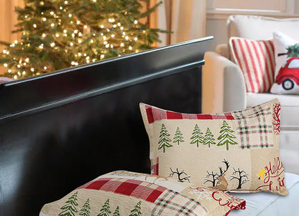 CHESITY Quilts Twin Size Bedding Set Rustic Lodge Deer Bedspread Plaid Bedding Breathable Snowmen Reindeer Coverlet Soft Lightweight Valentines Day Gifts Bed Decor (68"x86")