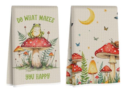 2 Pcs Mushroom Kitchen Towels, Butterfly Soft Absorbent Tea Hand Towel