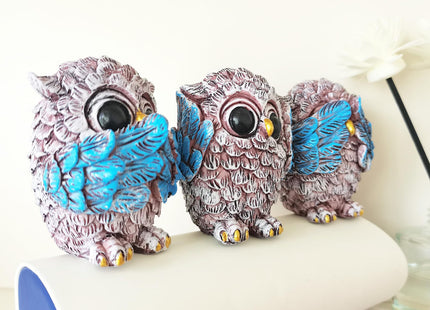 keqmsxi 3 Pcs Owl Decor Statue,Small Sculptures Owl Gifts for Women Men