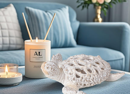 VVGIFTS Ocean White Sea Turtle Coral Reef Beach Coastal Home Shelf Decor