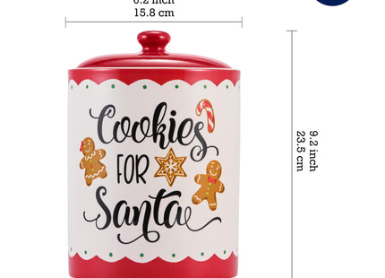 Bico Gingerbread Man Cookies For Santa Ceramic 9 inch Air Tight Storage Jar, Dishwasher Safe, for Christmas Eve