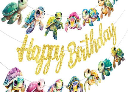 Sea Turtle Birthday Banners - Turtle Party Decorations for Ocean-Themed Celebrations