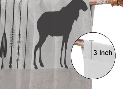 Rustic Bear Moose Deer Curtains, Retro Pine Tree Cabin Country Lodge Camping Window Treatments Vintage Tribal Aztec Abstract Geometric Blackout Window Drapes for Bedroom Living Room 42x45in