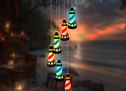 Solar Lighthouse Wind Chimes,Color Changing LED Dangler Mobiles for Outside