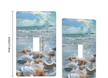 Single Toggle Light Switch Plate Decorative Beach Starfish Shells, 1 Gang Switch Plate Cover Abstract Receptacle Wall Plate Decor for Kitchen Bathroom Bedroom 2.76''x 4.5''