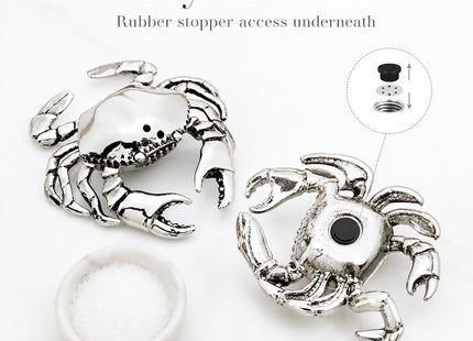 Mud Pie Crab Salt and Pepper Shaker Set, Silver 3 1/2" x 2 1/2"