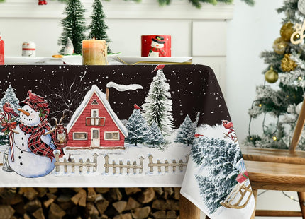 Horaldaily Christmas Tablecloth 52 x 70 Inch Rectangular Winter Snowman