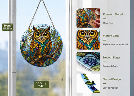 Acrylic Puzzle Suncatcher, Owl Stained Glass Window Hanging, Owl Gifts