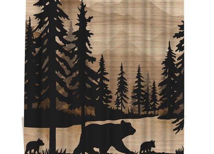 WELMECO Bear Shower Curtain Rustic Cabin Forest Shower Curtain Bear Print Bathroom Decor 72x72inch Polyester Fabric