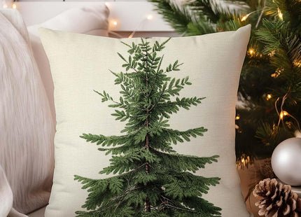 HERHOME Christmas Tree Pillow Covers 18x18 Inch Green Pine Tree Natural