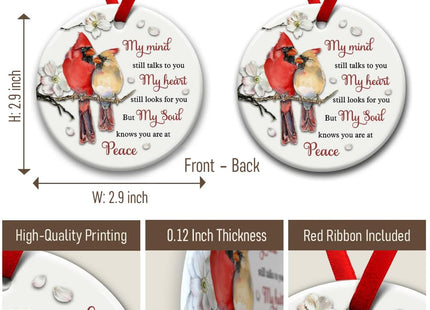 SOL VIBES Cardinal Memorial Ornament, Christmas Ceramic Ornaments