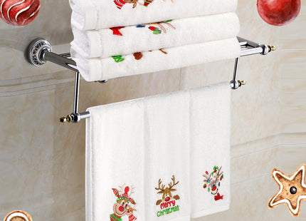 Quera 3 Pack Christmas Hand Towels, Winter Cartoon Reindeer Christmas Embroidery Rustic Cabin Decor Bathroom Decorative Holiday Towels Gift Set 13.7'' x 29.5''