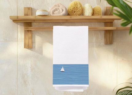 Likjad Nautical Sailboat Kitchen Towels, Blue Lake House Decor,16x24 Inch