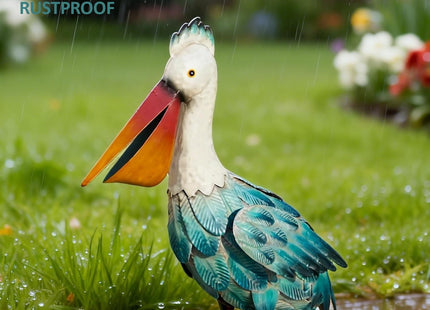 Kircust Pelican Statue Outdoor Bird Sculptures Home Decor Pond Ornaments Metal Yard Art Sculptures for Backyard Porch Patio Pond Decorations