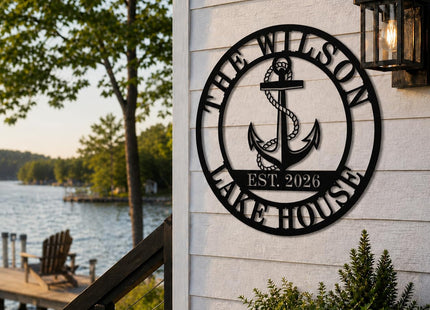 Personalized Lake House Decor, Custom Nautical Wall Decor, Nautical Decor for Home, Outdoor Metal Lake House Signs