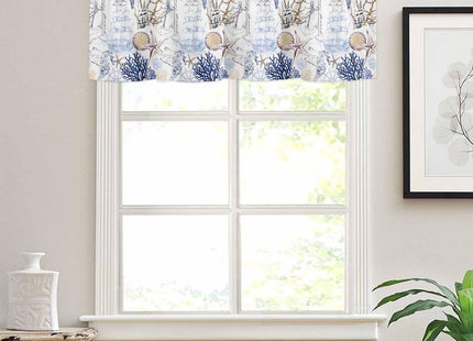 Teamery Sea Starfish Kitchen Curtains Valances for Windows Nautical Ocean Seahorse Short & Drapes 3pcs Blackout Rod Pocket and Set Tier Curtain Bathroom Bedroom Oceantmy1922