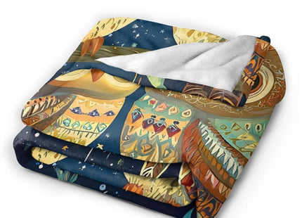 Owl Blanket – Whimsical Starry Night Throw with Floral, Cozy Flannel Gift for Women & Owl Lovers 60"x50"