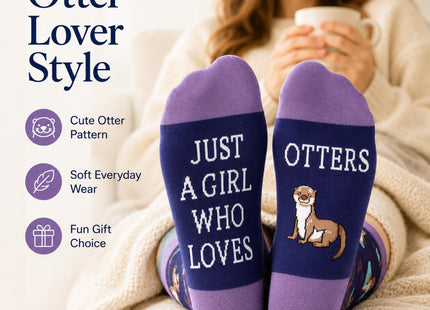 HAPPYPOP Otter Gifts for Women - Funny Sea Otter Socks, Ocean Gifts Animal Socks for Teen Girls