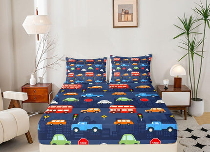 Erosebridal Boys Bed Sheet Set 3D Shark Fish Fitted Sheet Hawaiian Beach Theme Bedding Set for Kids Teens Young Man Ocean Sea Wave Fitted Sheet for Bedroom Dorm Decorative