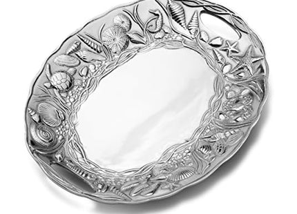 Wilton Armetale Coastal Handle Serving Tray, 16-Inch-by-11.75-Inch, Silver