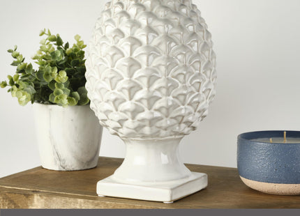 Elements 6.54x6.54x10.94 Inch White Ceramic Pinecone Figurine Durable Design for Everyday Use in Home Kitchen Dining and Entertaining Settings