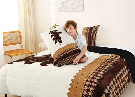 Feelyou Bear Comforter Rustic Cabin Country Comforter Set for Boys Girls