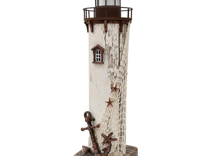Rustic Wood Lighthouse Tabletop Nautical Decor, Nautical Beach Themed Decoration Coastal Lighthouse for Home Mediterranean Decor