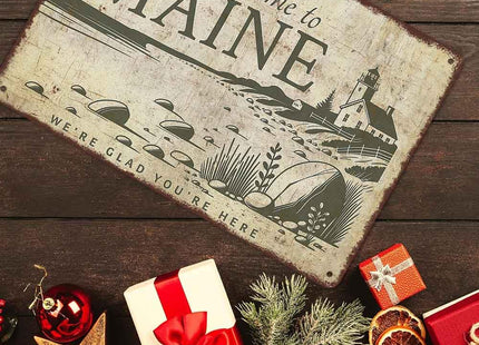 Welcome to Maine Aluminum Wall Sign 8 x 12 Inch