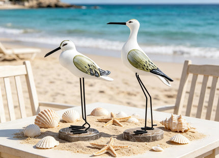 Meching 2 Pcs Wooden Seagull Figurine Sea Bird Statue Table Decorations Nautical Coastal Themed Centerpiece Decor for Home Decor Living Room Beach Party Beach Condo Table Display Holiday