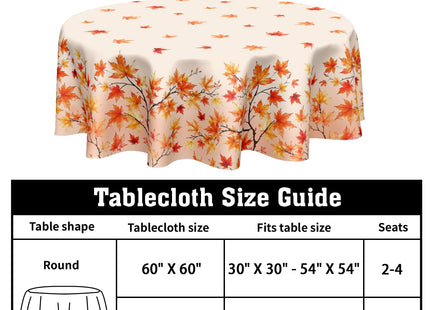ABSOP Fall Maple Leaf Round Tablecloth 60 Inch Orange Circle Table Cloth
