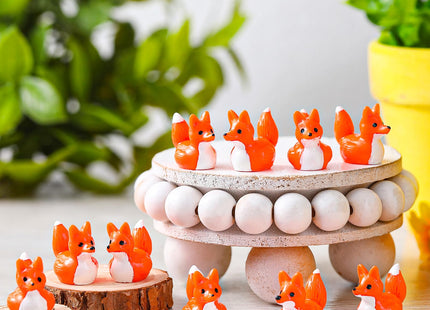Geelin 50 Pcs Mini Resin Fox Bulk Small Fox Birthday Decorations to Hide