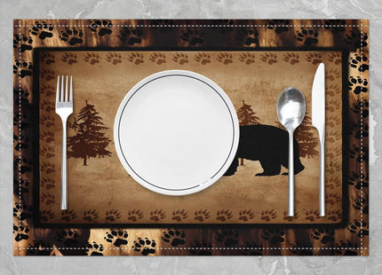 jejeloiu Bear Placemats Set of 4,Wild Animal Table Place Mats,Rustic Cabin Country Nature Wildlife Bear Brown Black Placemat for Kitchen Dining Table Decoration Indoor Outdoor 18"x12"