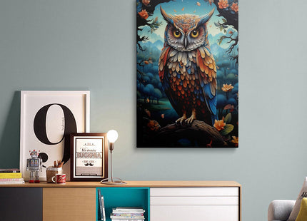Framed Owl Canvas Wall Art Woodland Forest Wildlife Home Decor 16x24 Inches