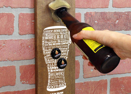 Torched State Craft Beer Typography Magnetic Beer Bottle Opener with Cap Catcher (Maine) | Wall Mounted Bottle Opener Refrigerator Magnet | Makes a Great Gift for Men, Beer Lovers, and Collectors