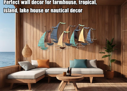 edaknez Large Metal Sailboat Wall Decor, 51" x 26" Ship Metal Wall Art