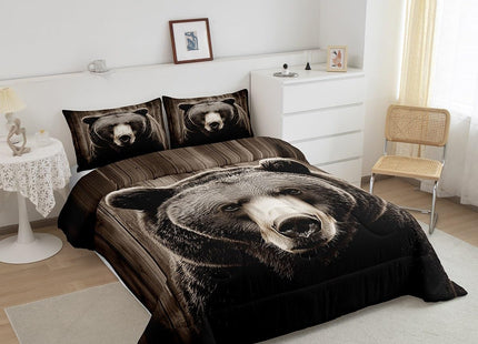 Erosebridal 3D Grizzly Bear Bedding Set Vintage Brown Bear Comforter Set