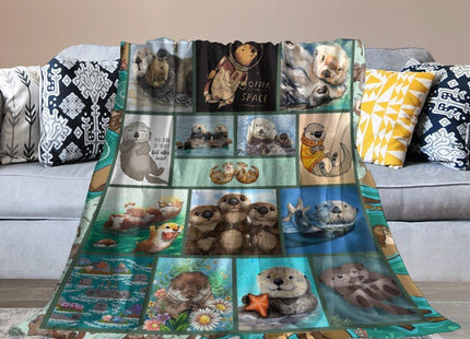 Sea Otter Blanket Otter Gifts for Girls Boys Woman Kids Ocean Throw Blankets Soft Blanket Warm Fleece Flannel Plush Blankets for Bed Sofa Couch 40"x50"